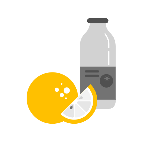 A-bottle-of-orange-juice-with-an-orange
